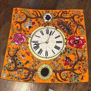 "en Soie" 100% Silk orange Foulard Scarf Ines Boesch Zurich Switzerland, 37" Sq